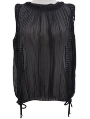 シルクシースルーノースリーブブラウス ブラック