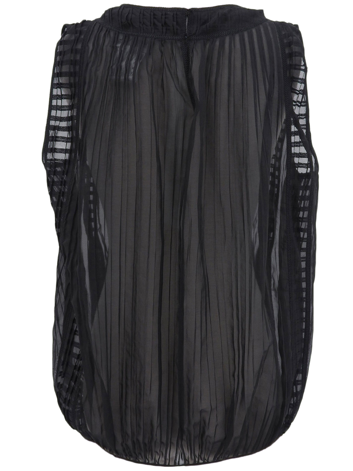 シルクシースルーノースリーブブラウス ブラック