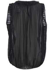 シルクシースルーノースリーブブラウス ブラック