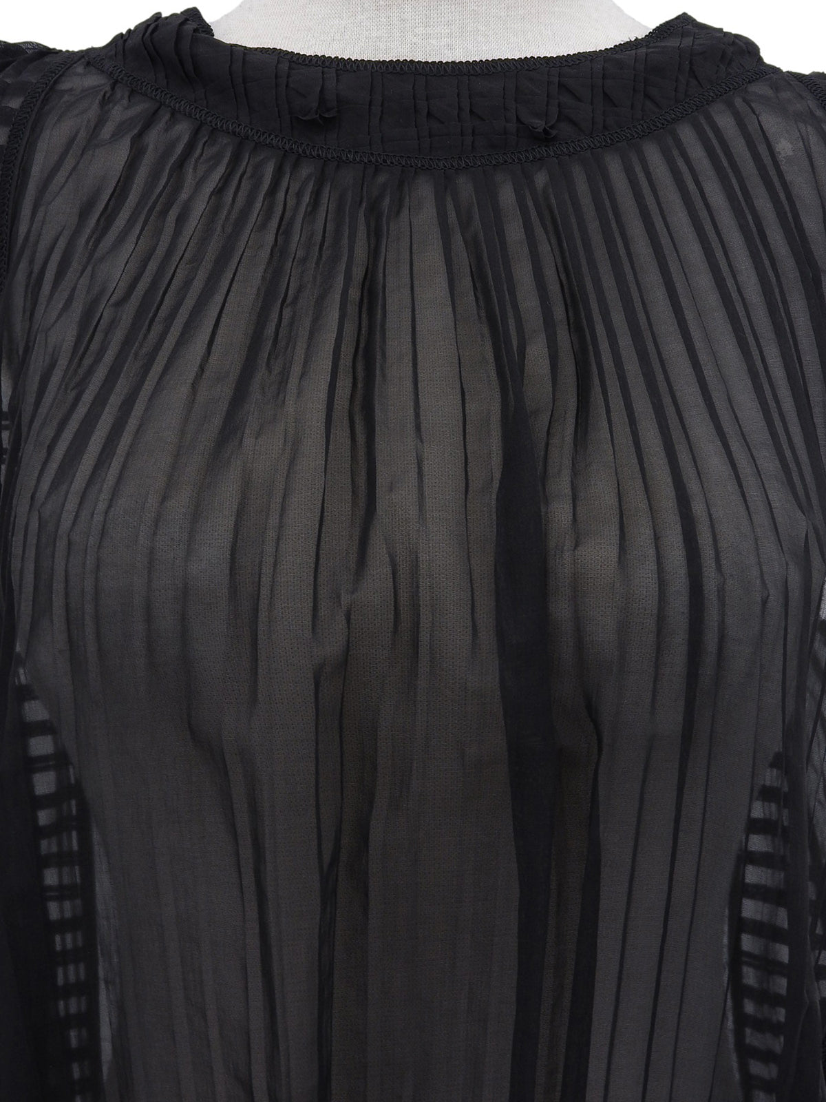 シルクシースルーノースリーブブラウス ブラック