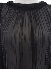 シルクシースルーノースリーブブラウス ブラック