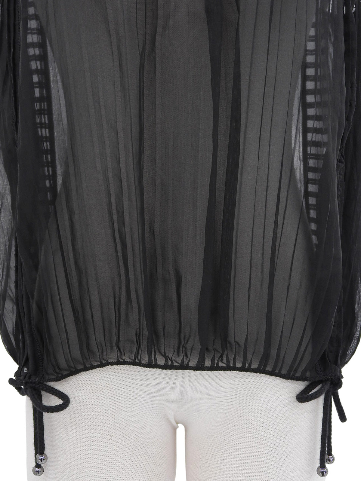 シルクシースルーノースリーブブラウス ブラック