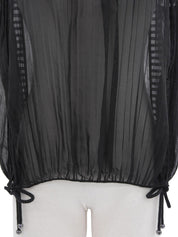 シルクシースルーノースリーブブラウス ブラック