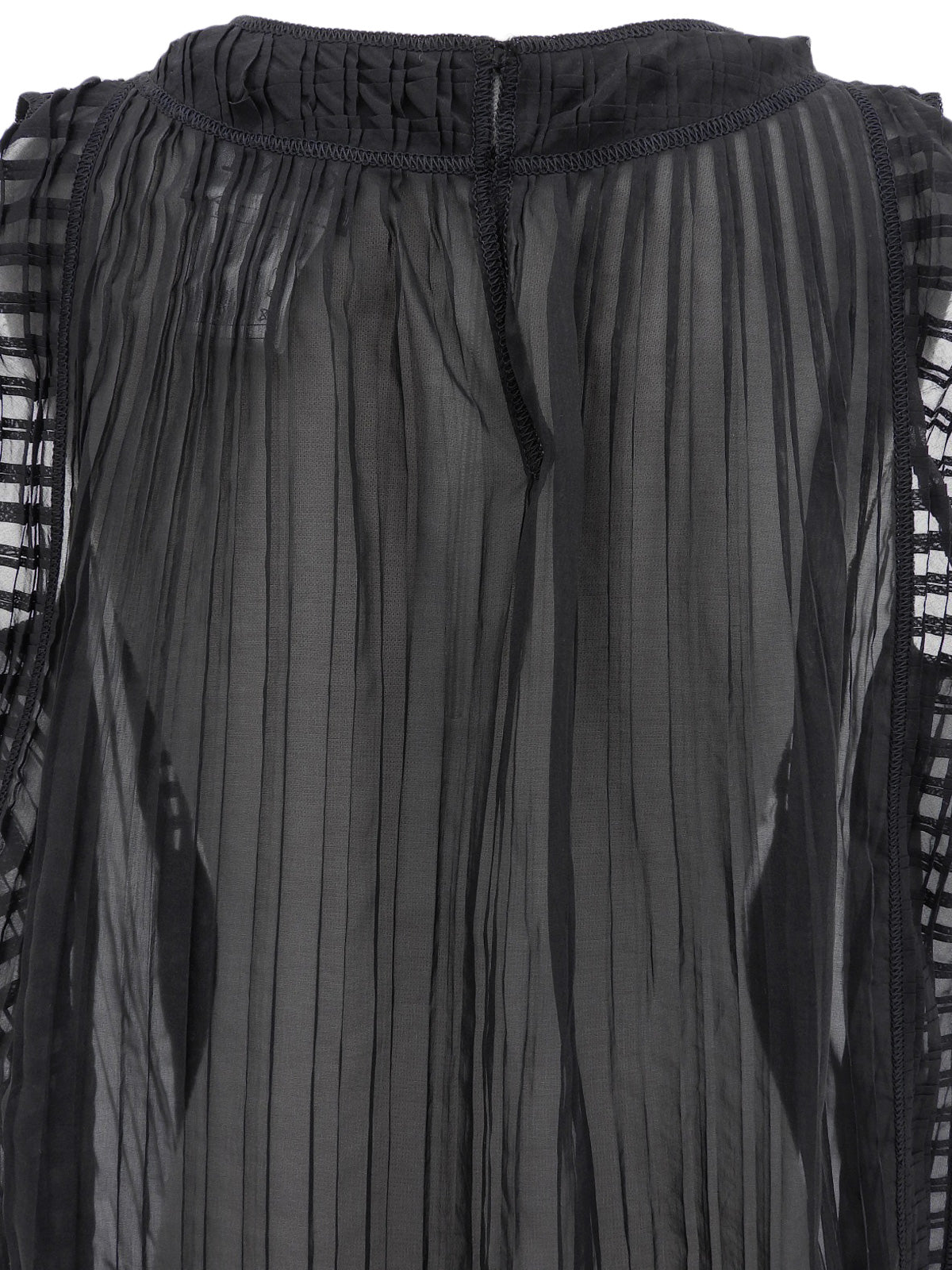 シルクシースルーノースリーブブラウス ブラック