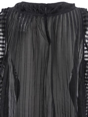 シルクシースルーノースリーブブラウス ブラック