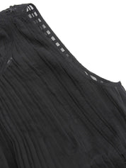 シルクシースルーノースリーブブラウス ブラック