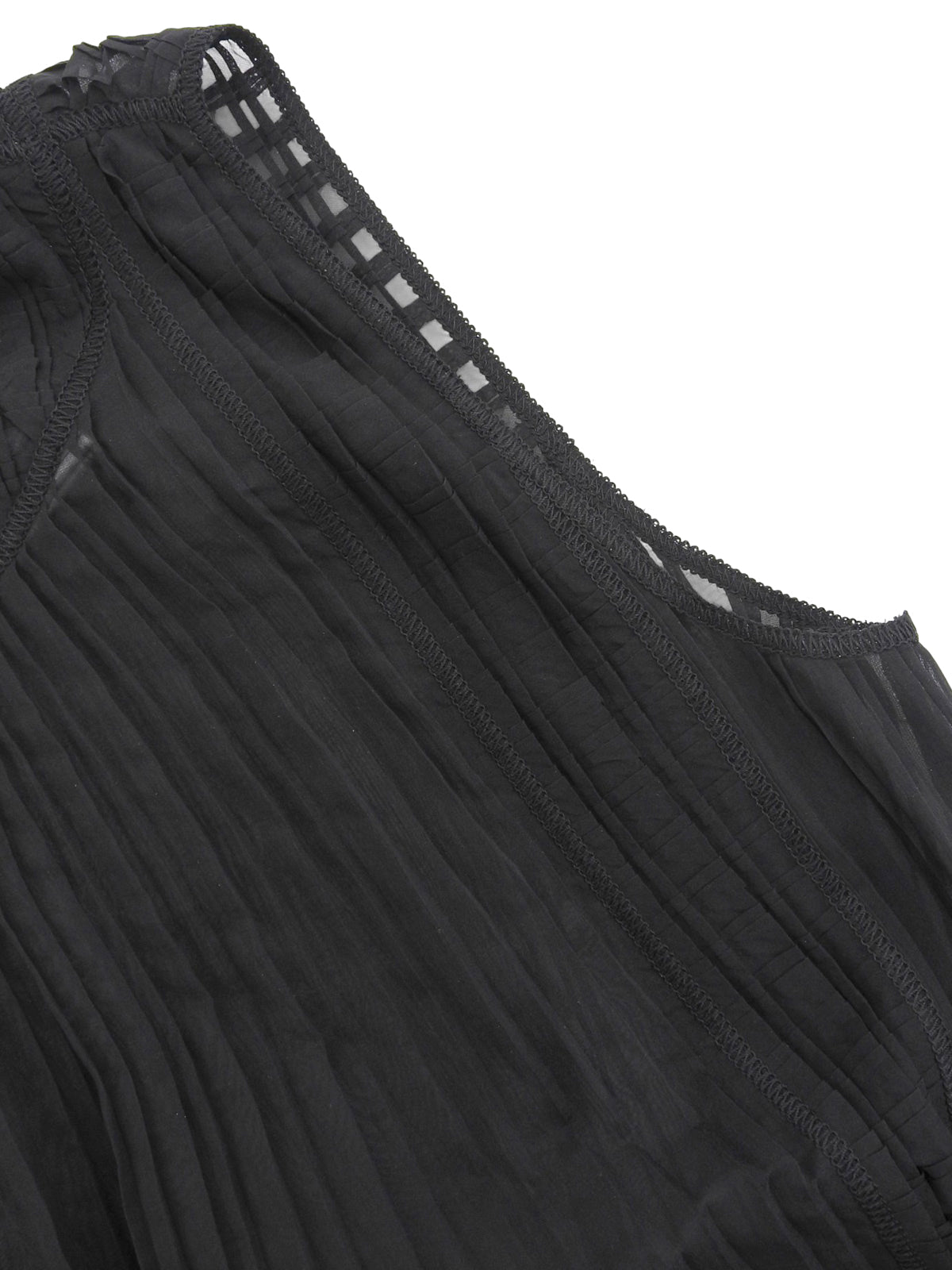 シルクシースルーノースリーブブラウス ブラック