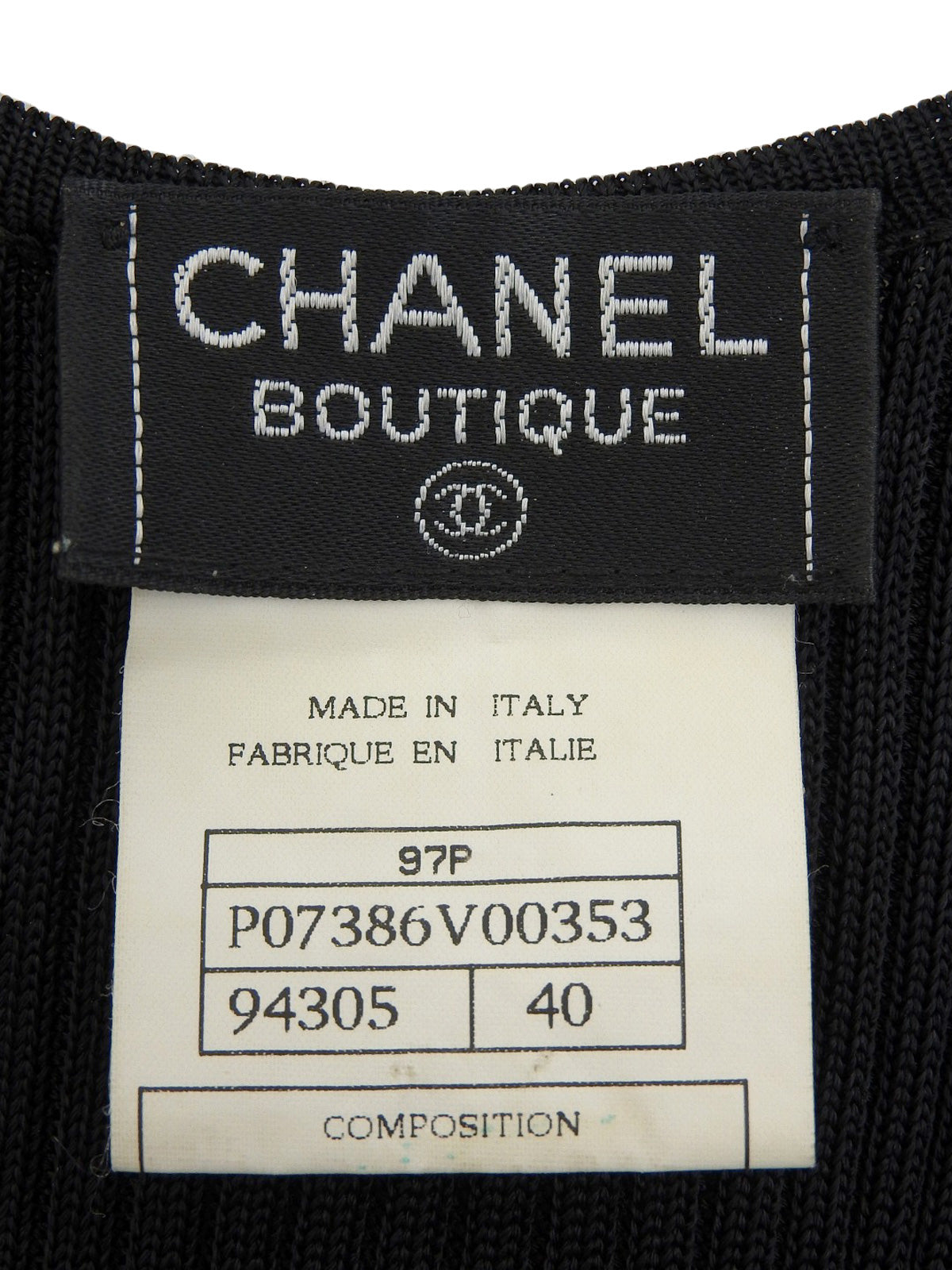 1997年製 CCマークボタンノースリーブリブニットワンピース ブラック