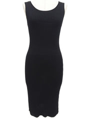 1997年製　CCマークボタンノースリーブリブニットワンピース　ブラック