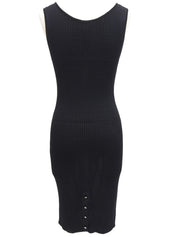 1997年製　CCマークボタンノースリーブリブニットワンピース　ブラック