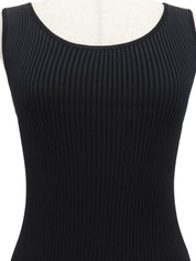 1997年製 CCマークボタンノースリーブリブニットワンピース ブラック