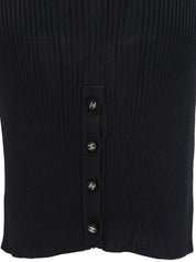 1997年製 CCマークボタンノースリーブリブニットワンピース ブラック