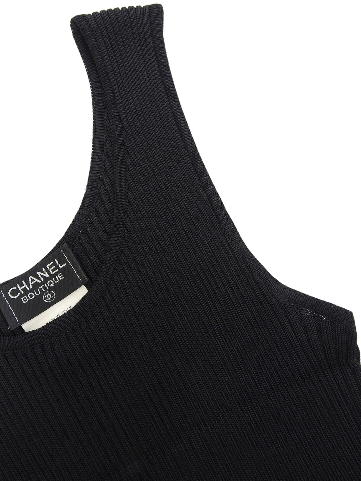 1997年製 CCマークボタンノースリーブリブニットワンピース ブラック