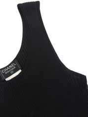 1997年製 CCマークボタンノースリーブリブニットワンピース ブラック