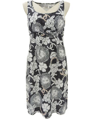 ライオンCCマークプリントノースリーブワンピース　ホワイト/ブラック/マルチ