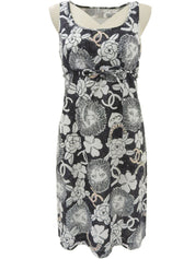 Lion CC Mark Print Sleeveless Dress in White/Black/Multi