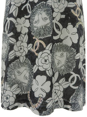 ライオンCCマークプリントノースリーブワンピース　ホワイト/ブラック/マルチ