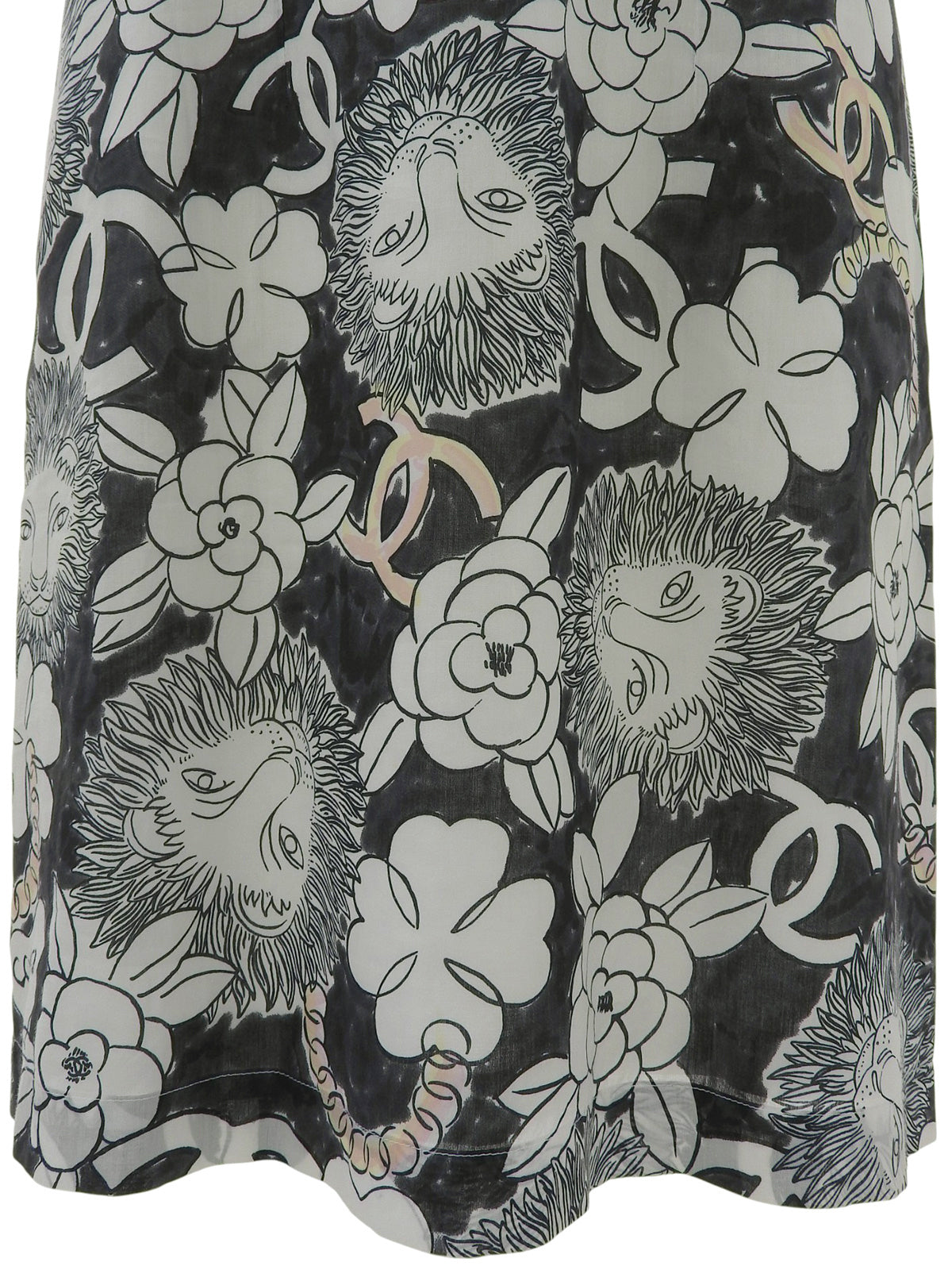 白色/黑色/多色狮子CC标志印花无袖连衣裙