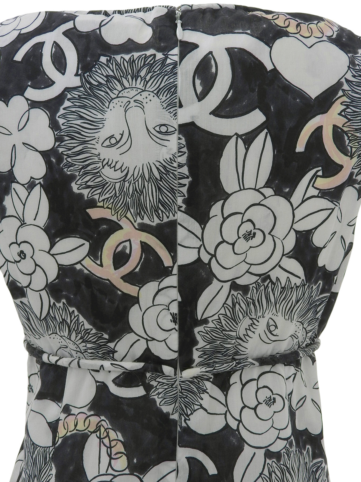 白色/黑色/多色狮子CC标志印花无袖连衣裙