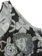 Lion CC Mark Print Sleeveless Dress in White/Black/Multi