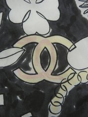 ライオンCCマークプリントノースリーブワンピース　ホワイト/ブラック/マルチ