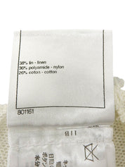 リネンパールCCマークボタンフリルノースリーブトップス アイボリー