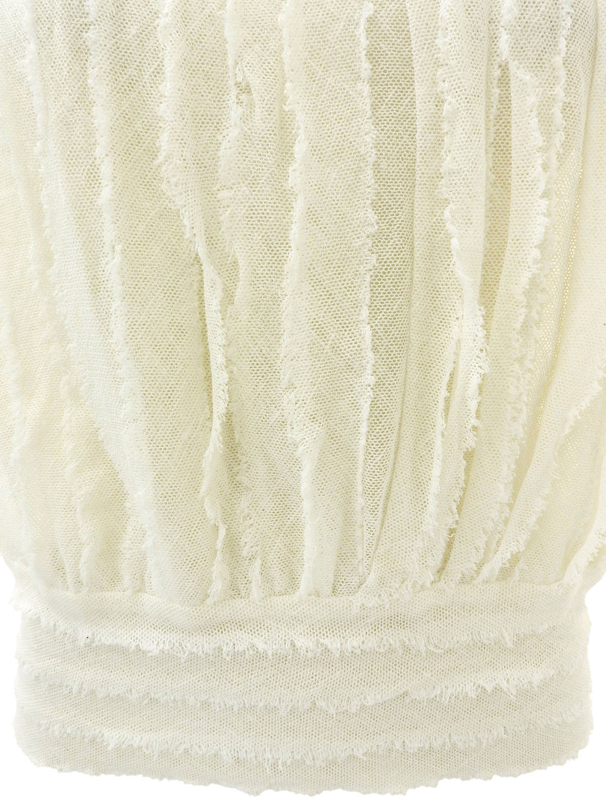 リネンパールCCマークボタンフリルノースリーブトップス アイボリー