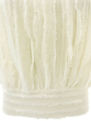 リネンパールCCマークボタンフリルノースリーブトップス アイボリー