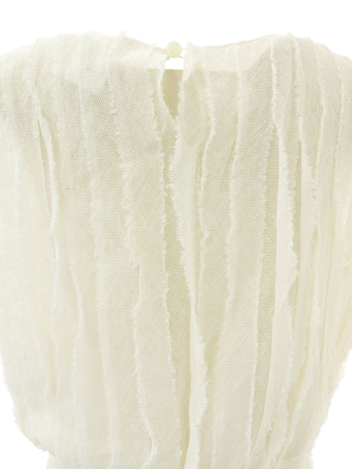 リネンパールCCマークボタンフリルノースリーブトップス アイボリー