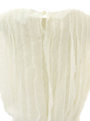 リネンパールCCマークボタンフリルノースリーブトップス アイボリー