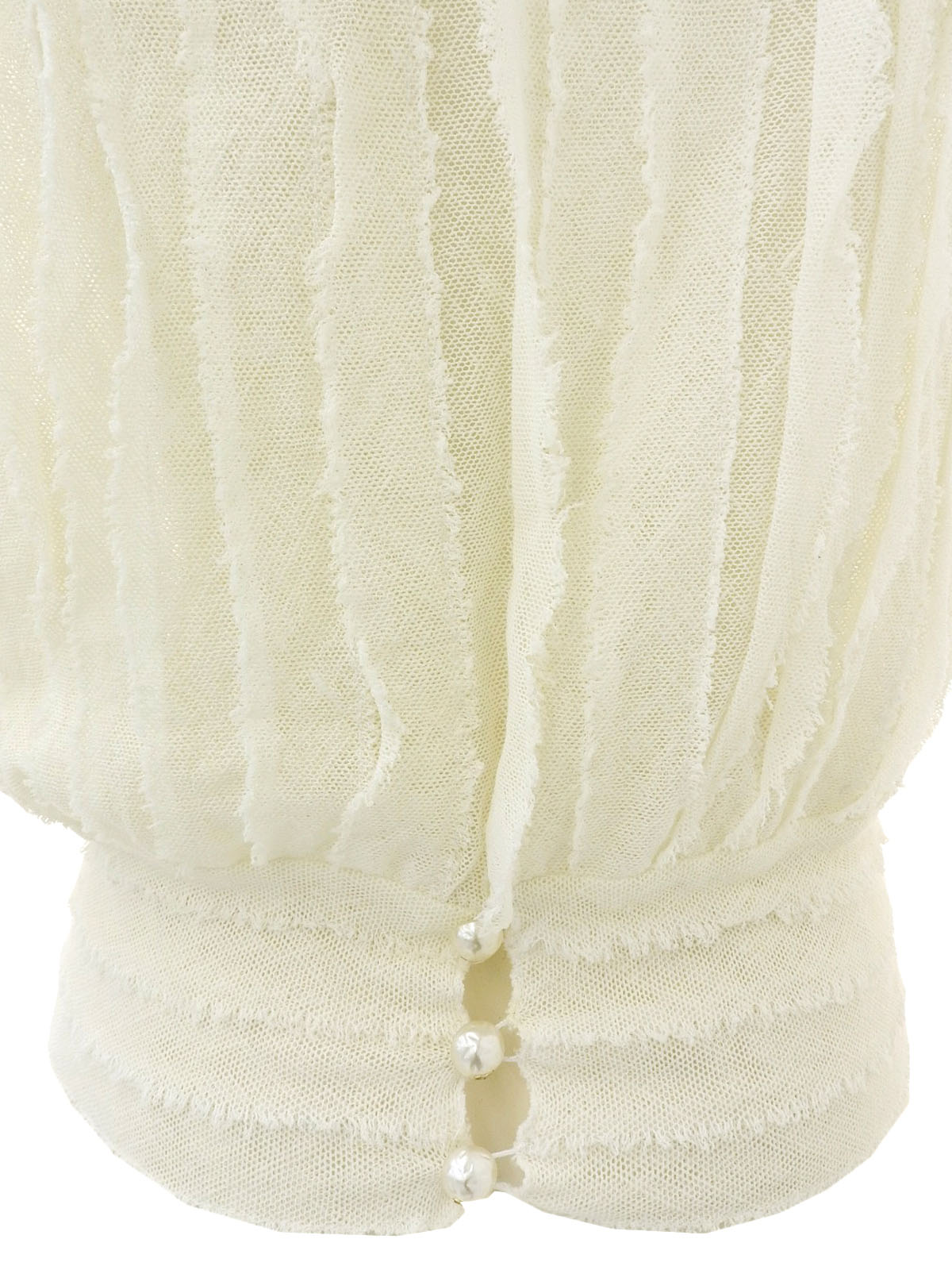 リネンパールCCマークボタンフリルノースリーブトップス アイボリー