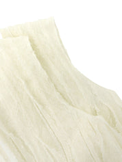 リネンパールCCマークボタンフリルノースリーブトップス アイボリー