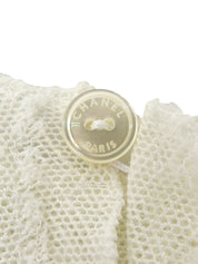 リネンパールCCマークボタンフリルノースリーブトップス アイボリー