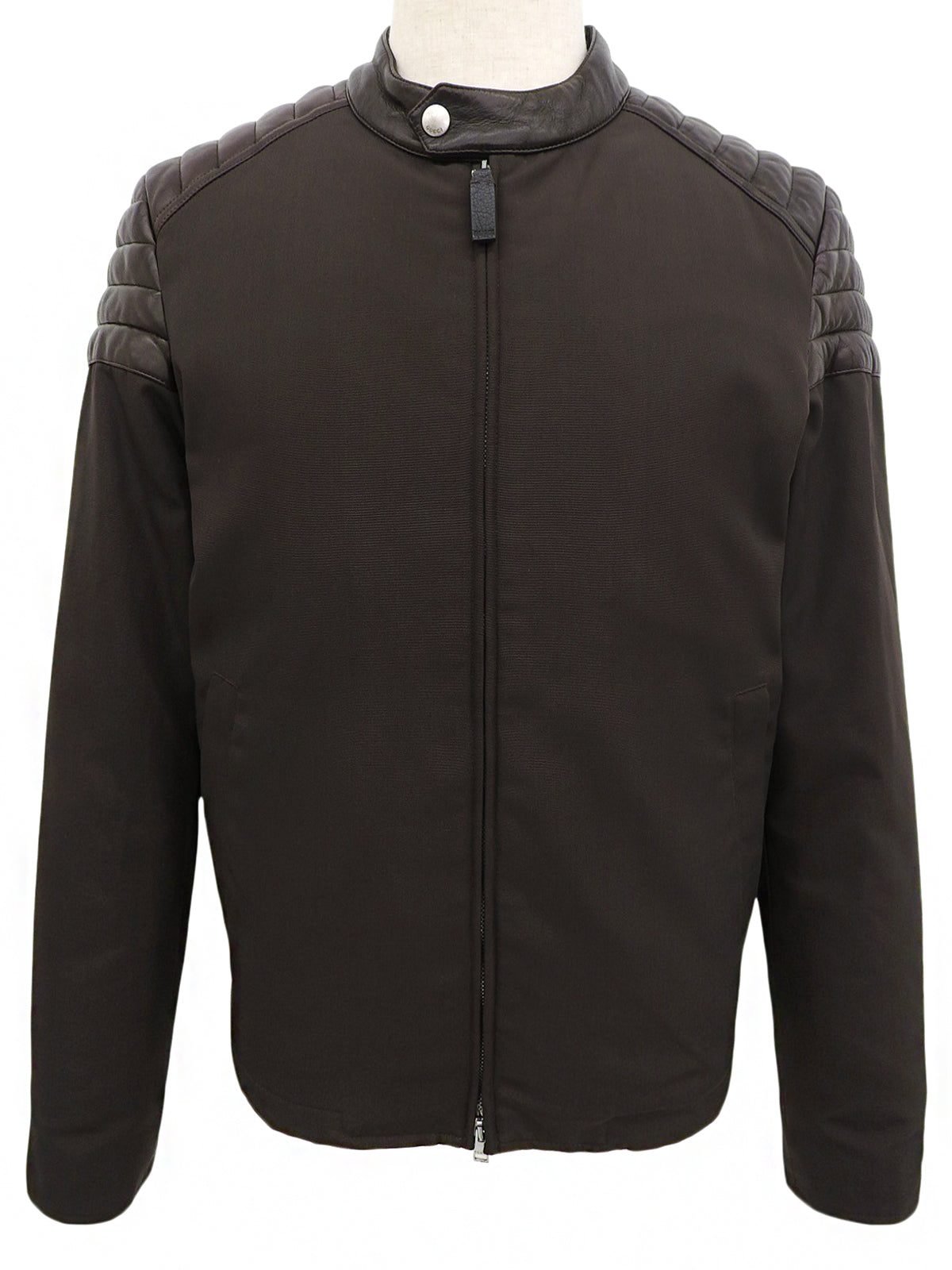 ロゴボタンライダースジャケット ダークブラウン