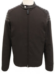 ロゴボタンライダースジャケット ダークブラウン