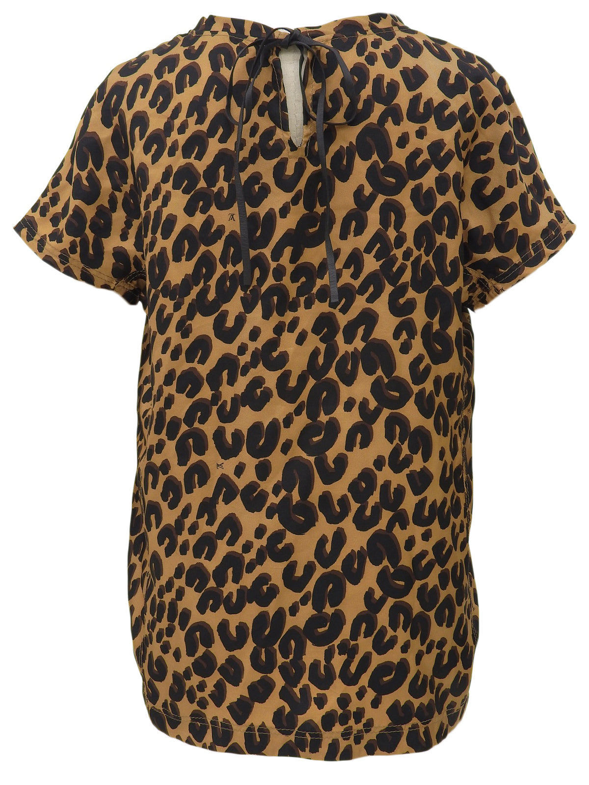 Silk logo leopard print short sleeve top in brown