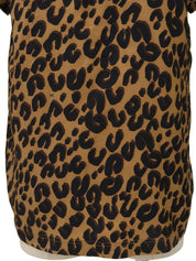 Silk logo leopard print short sleeve top in brown
