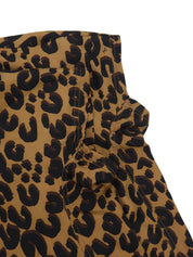 Silk logo leopard print short sleeve top in brown