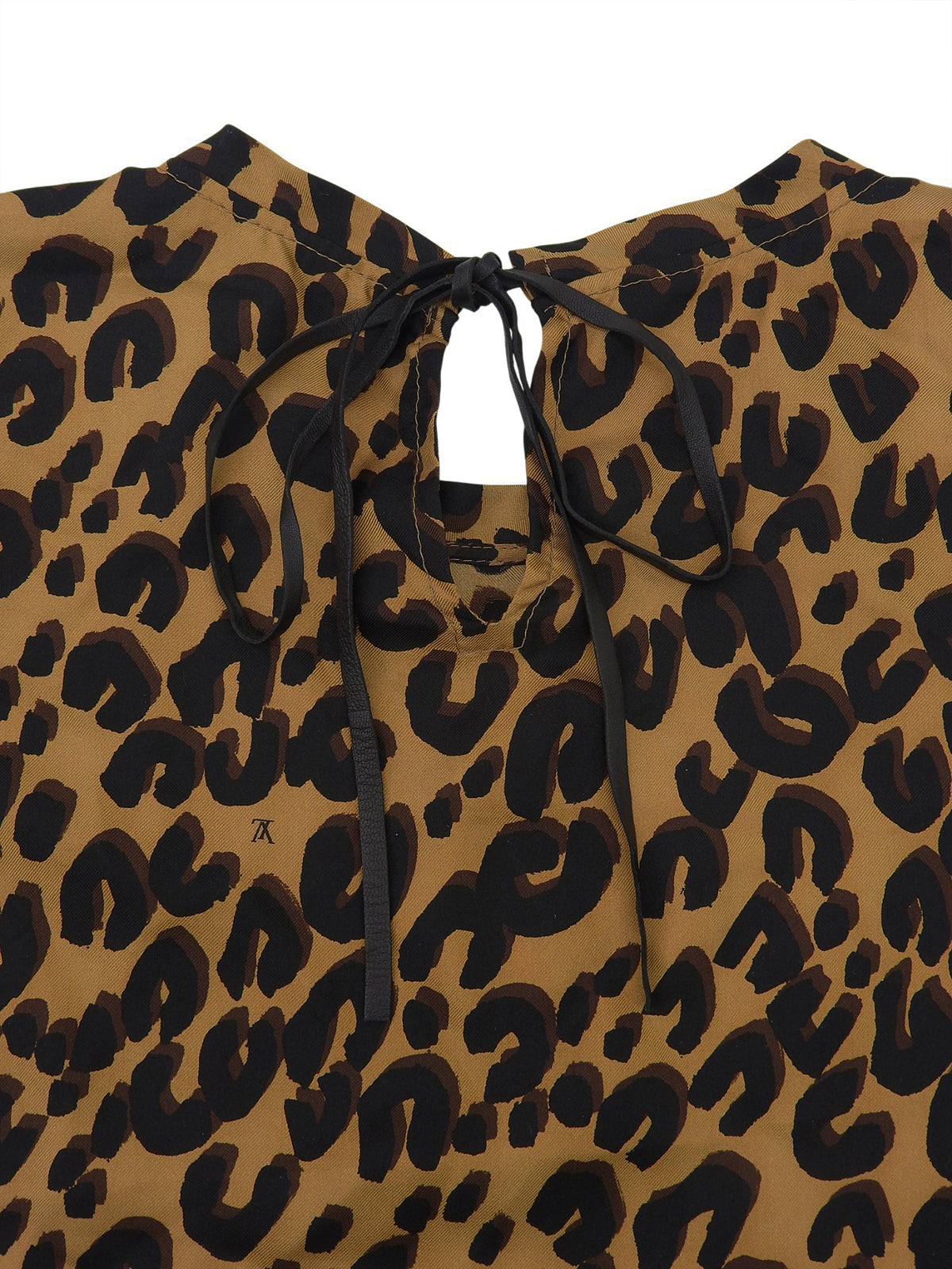 シルクロゴレオパードパターンハーフスリーブトップス ブラウン