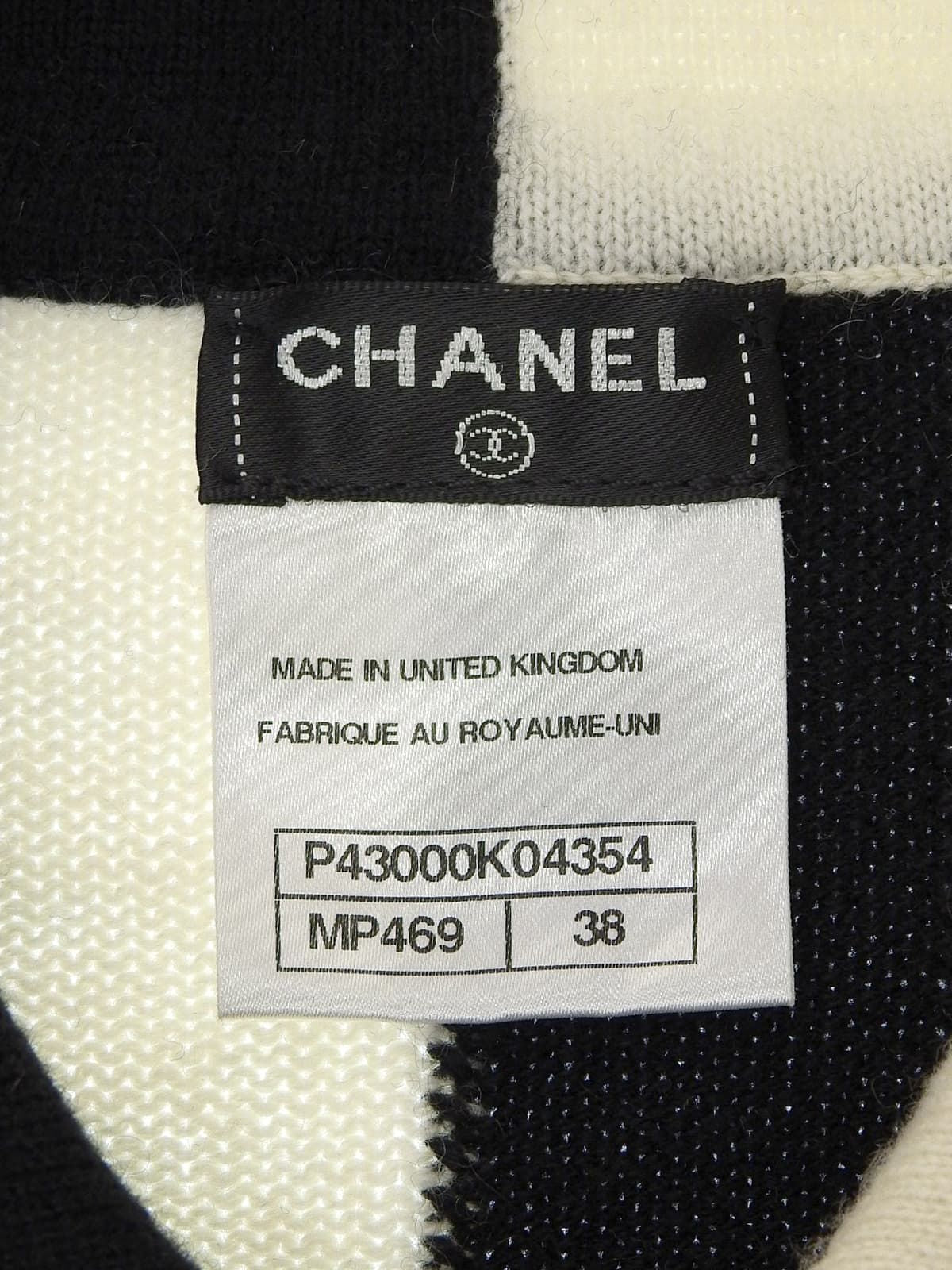 カシミアCCマークオーバルプレート半袖ニット ブラック/ホワイト