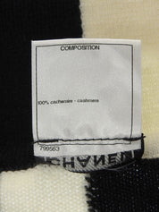 カシミアCCマークオーバルプレート半袖ニット ブラック/ホワイト