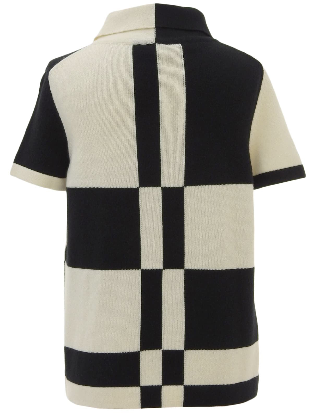 カシミヤCCマークオーバルプレートハーフスリーブニット ブラック/ホワイト