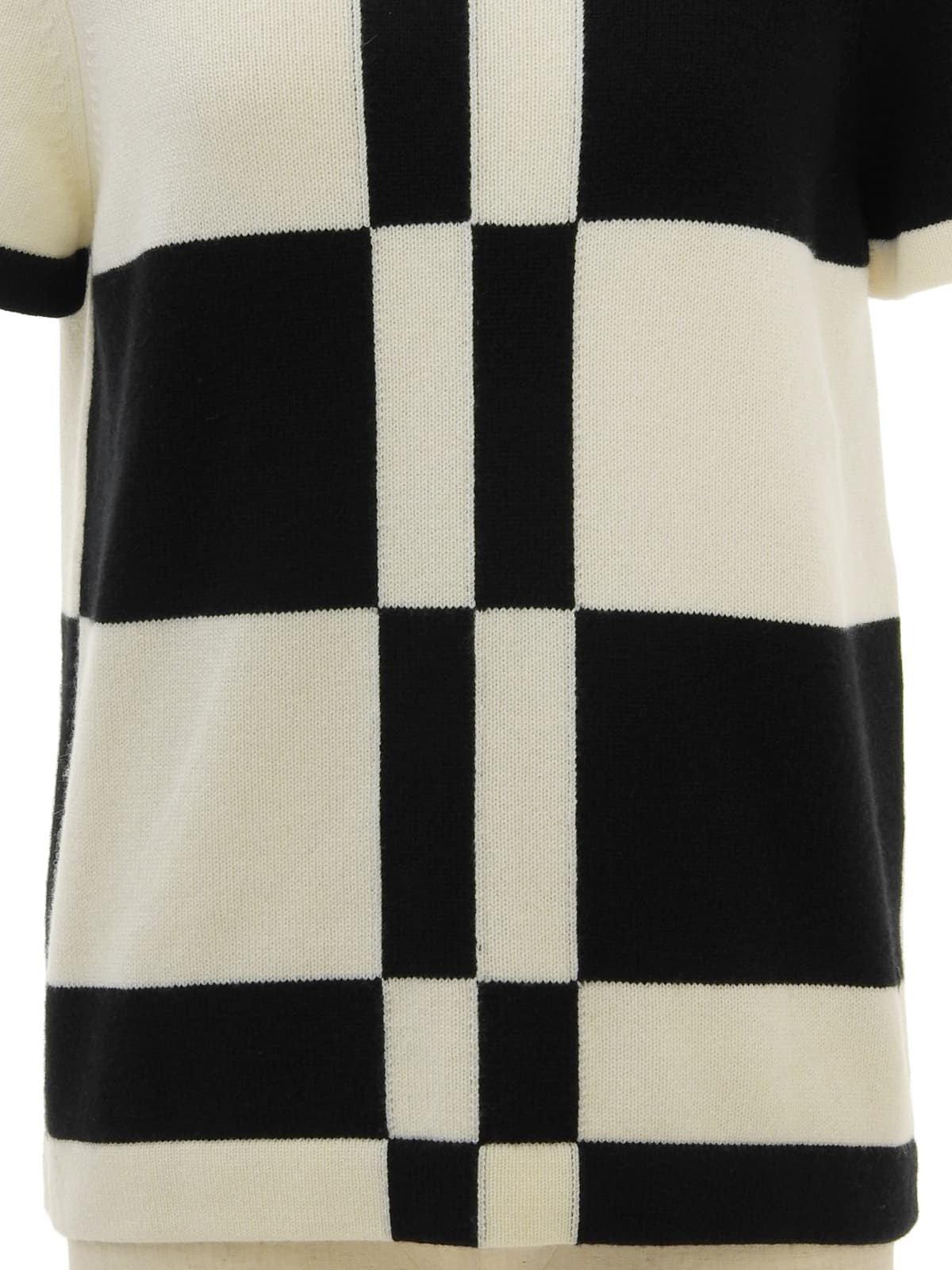 カシミヤCCマークオーバルプレートハーフスリーブニット ブラック/ホワイト