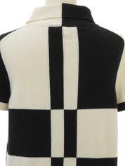 カシミアCCマークオーバルプレート半袖ニット ブラック/ホワイト