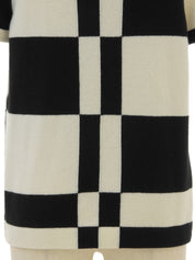 カシミヤCCマークオーバルプレートハーフスリーブニット ブラック/ホワイト