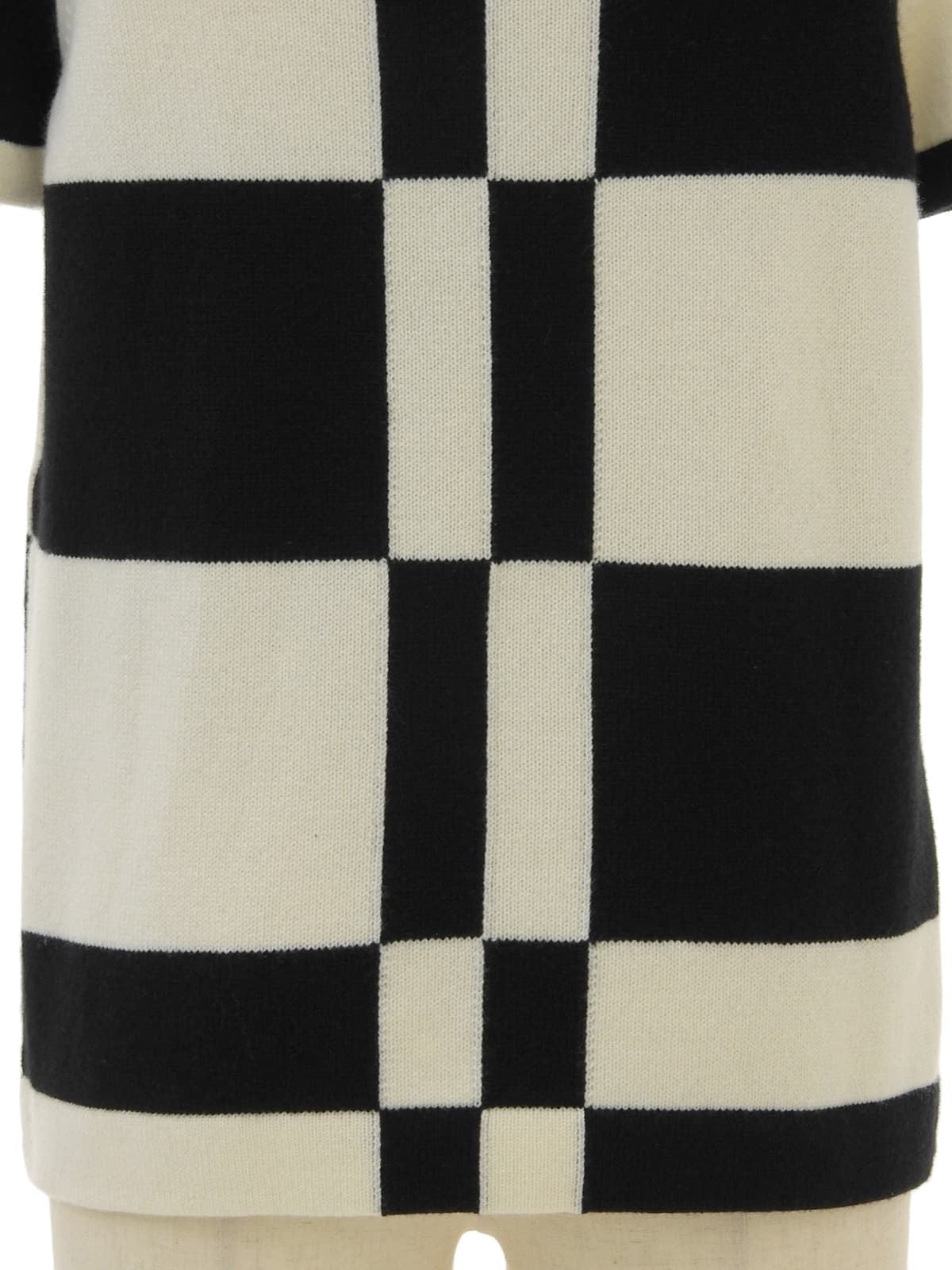 カシミアCCマークオーバルプレート半袖ニット ブラック/ホワイト