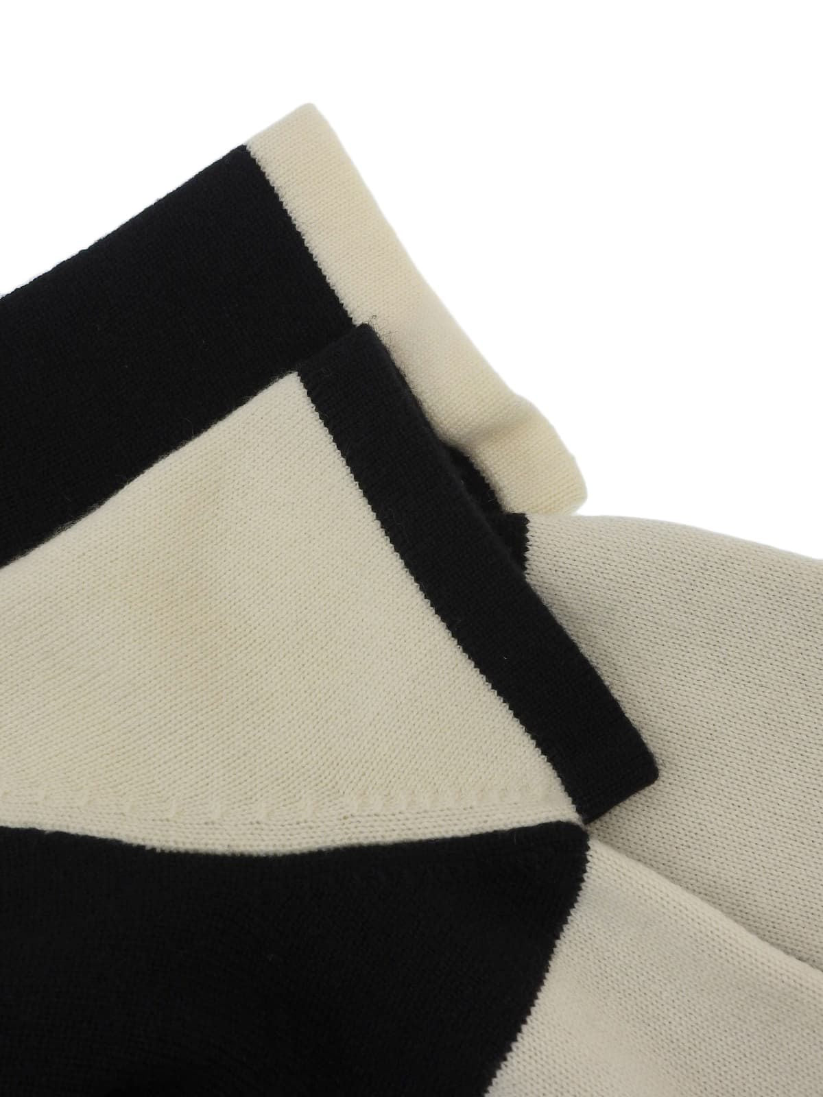 カシミアCCマークオーバルプレート半袖ニット ブラック/ホワイト