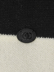 カシミヤCCマークオーバルプレートハーフスリーブニット ブラック/ホワイト