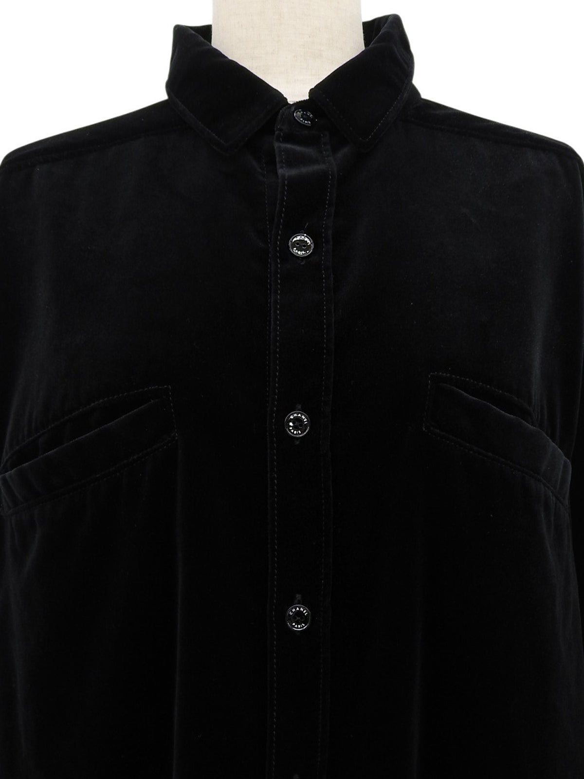 2008 Velour CC Mark Button Shirt, Black