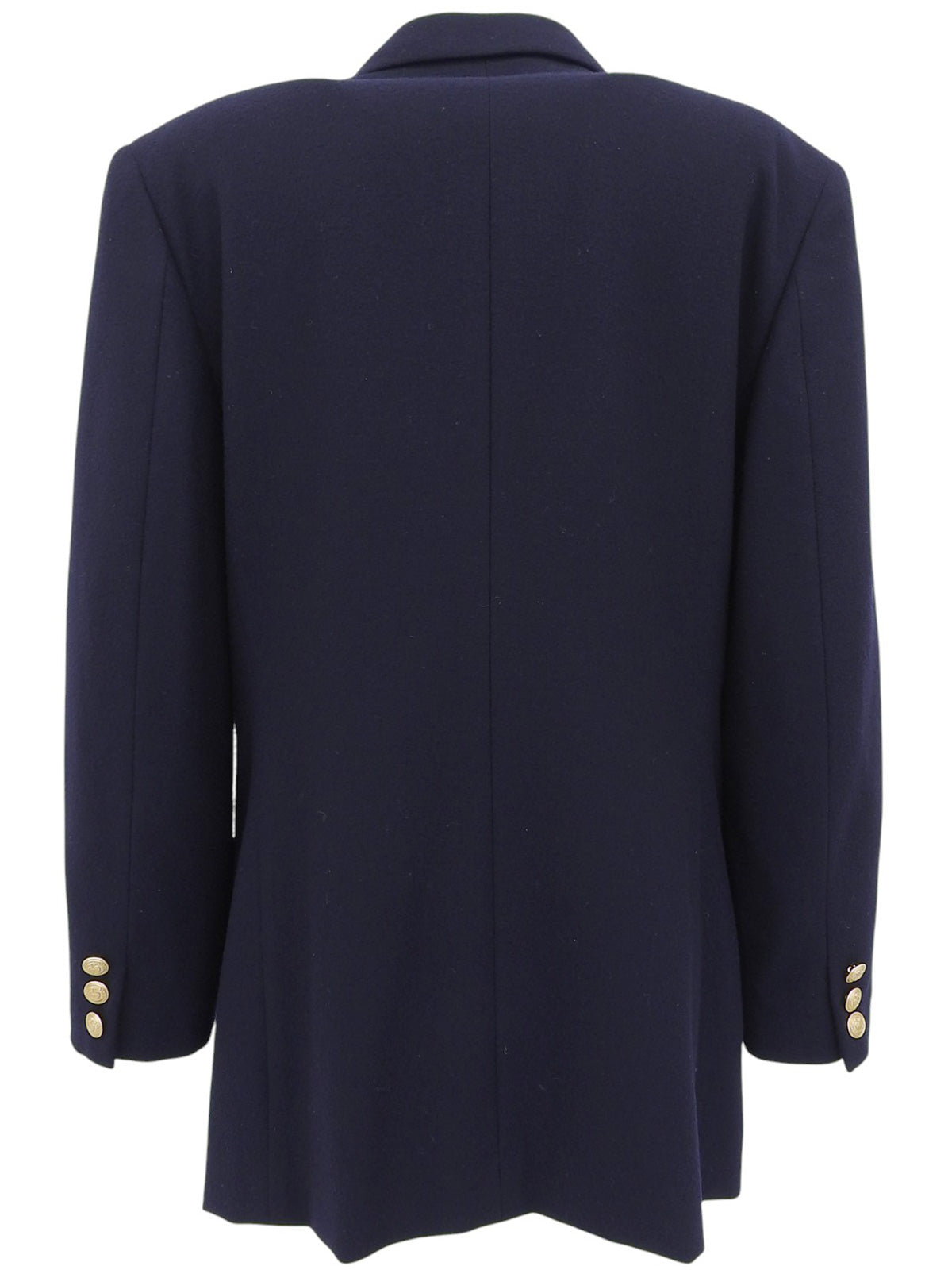 ウールロゴエンブレムワッペンダブルブレストジャケット ネイビー